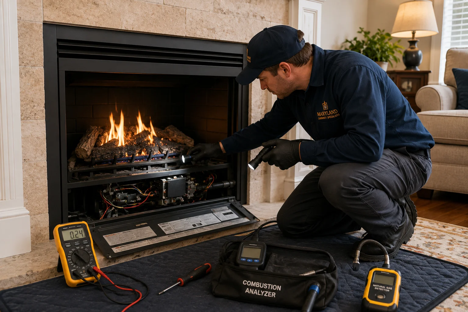 Gas fireplace safety inspection