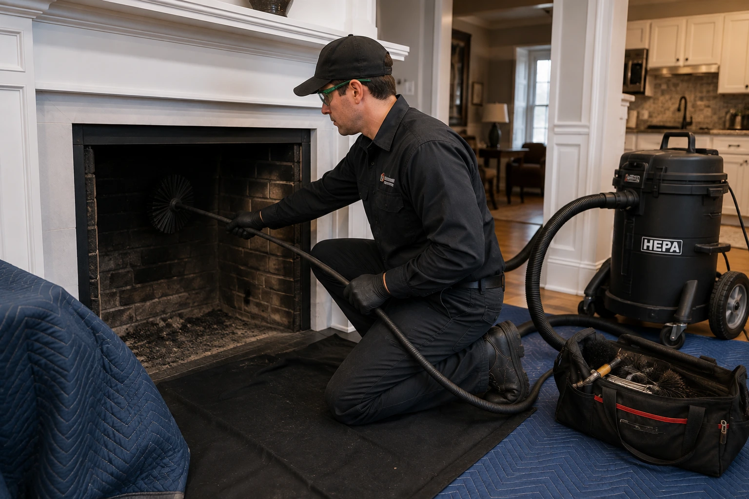 Professional chimney cleaning service